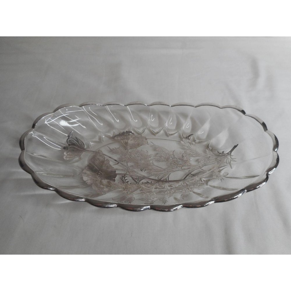 Vtg Silver City Sterling over glass Oval Dish - Picture 3 of 5
